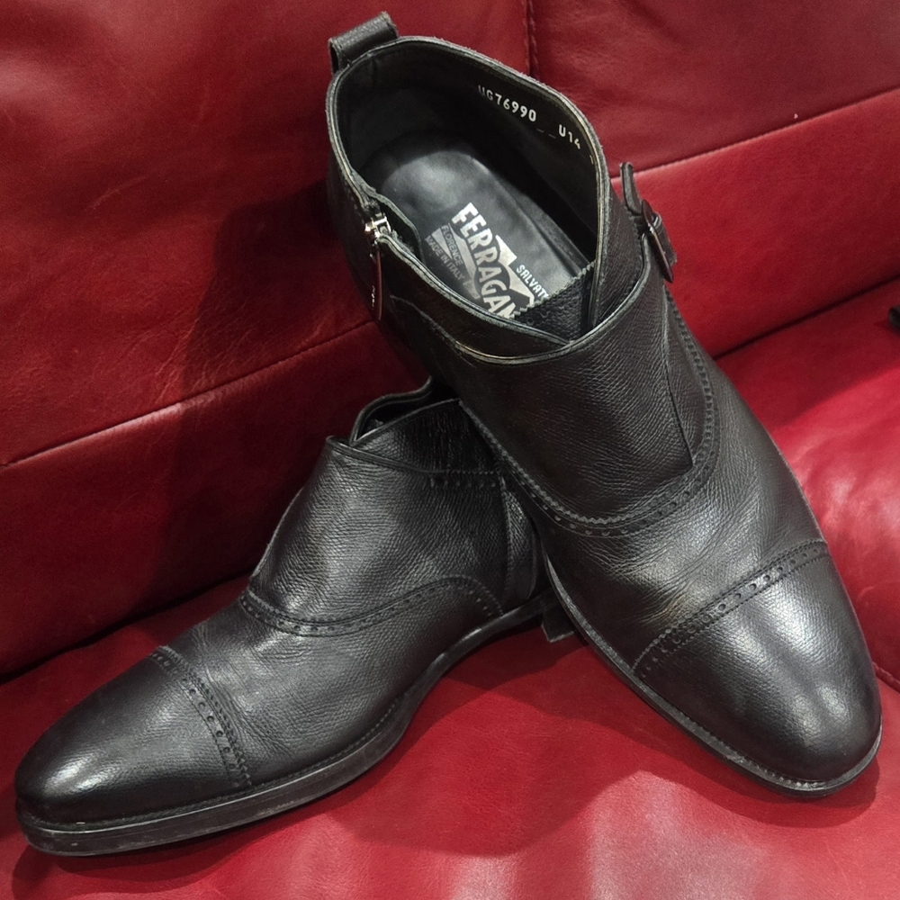 MENS FERRAGAMO SINGLE MONK STRAP BOOTS